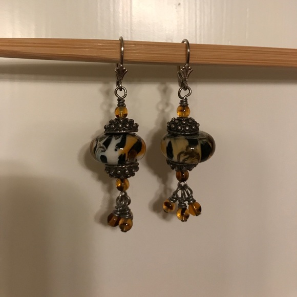 💛Beautiful hippy earrings with silver and beads🧡 - Picture 4 of 5